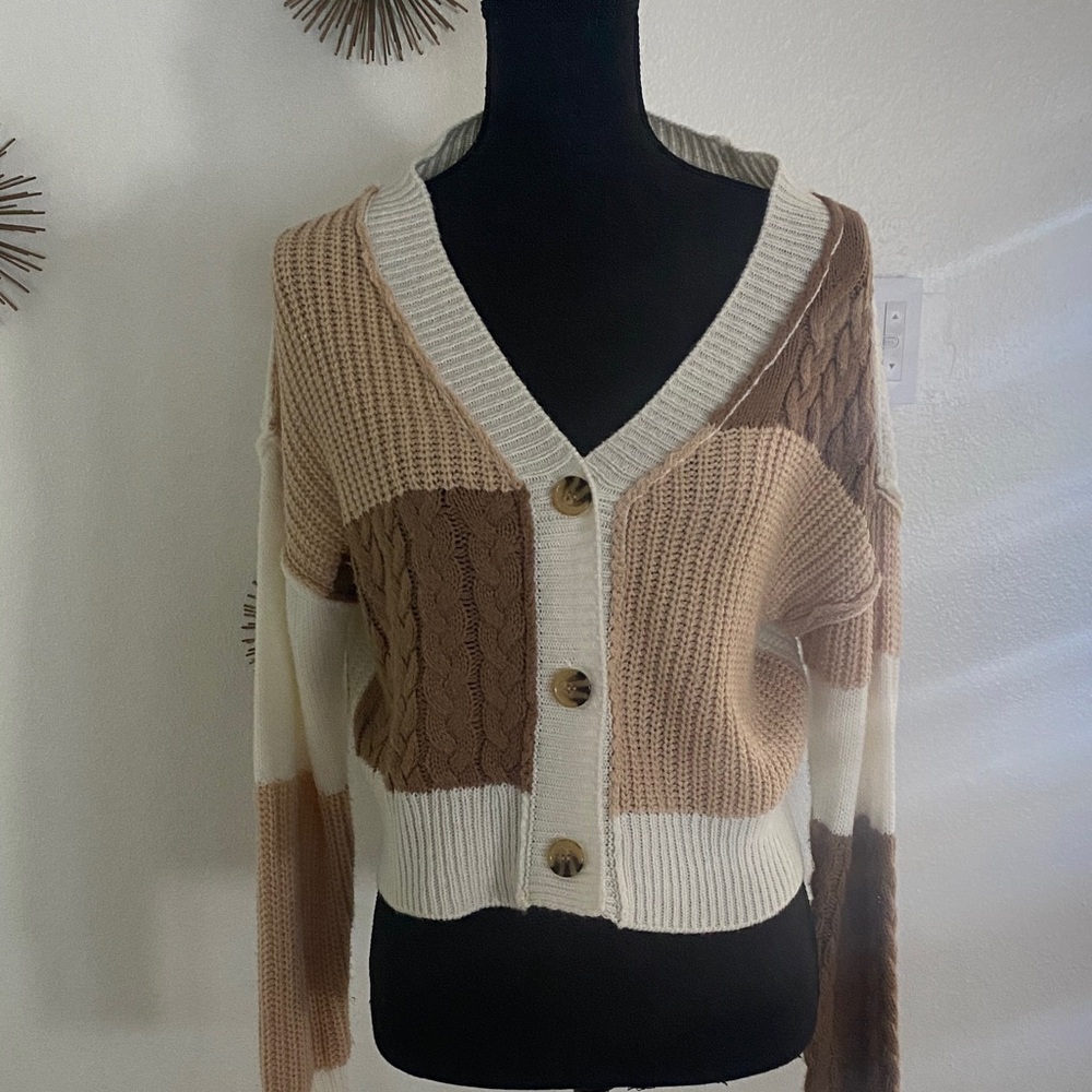 Chic Patchwork Button-Up Cardigan